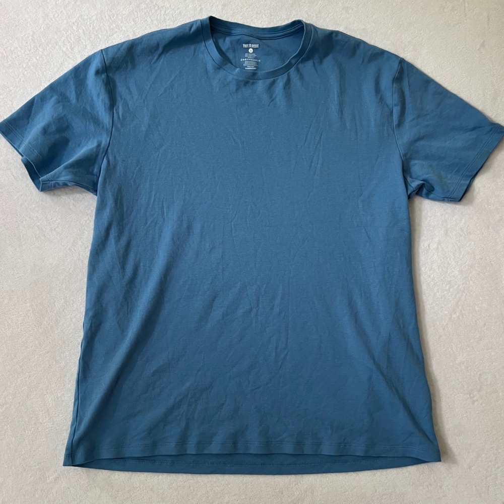 True Classic NWOT Tee Blue Pima Cotton Short Sleeve Crew Neck Large